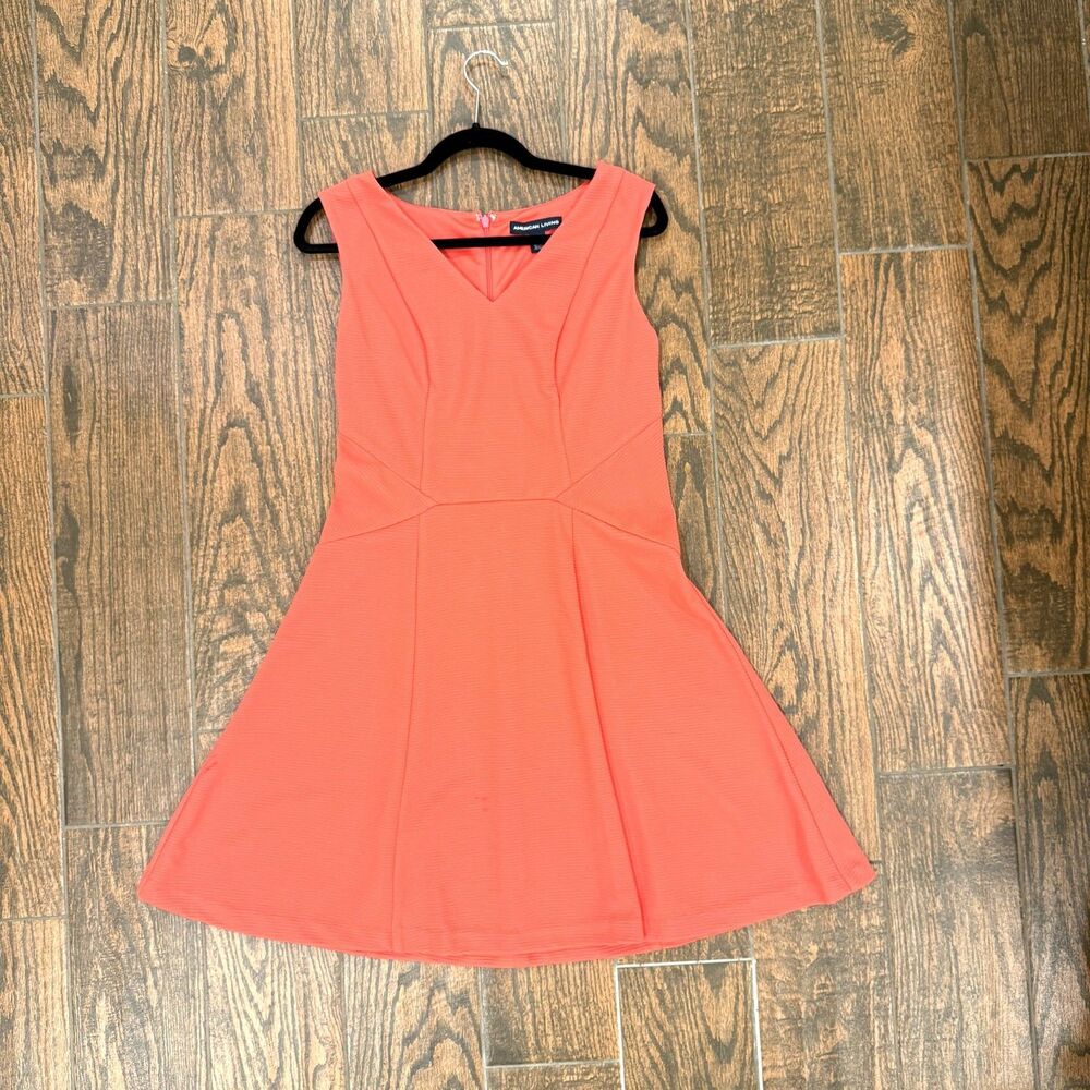 NWT American Living Coral Fit and Flare Dress Sz 10 Sleeveless V-Neck Ribbed